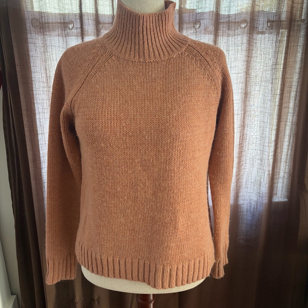 Garnet Hill Wool Alpaca Blend Terracotta Turtleneck Sweater